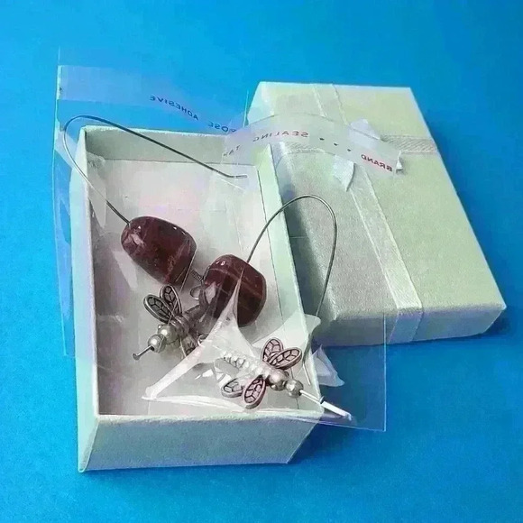 Vintage southwestern gemstone silver tone dragonfly earrings - Picture 11 of 11